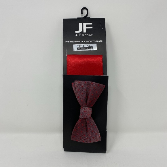 JF J. Ferrar Bow Tie & Pocket Square Combo Dots - Picture 1 of 4